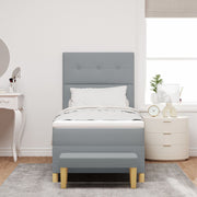 Box spring bed with mattress and light gray bench 90x190 cm fabric V3087 Vetonek