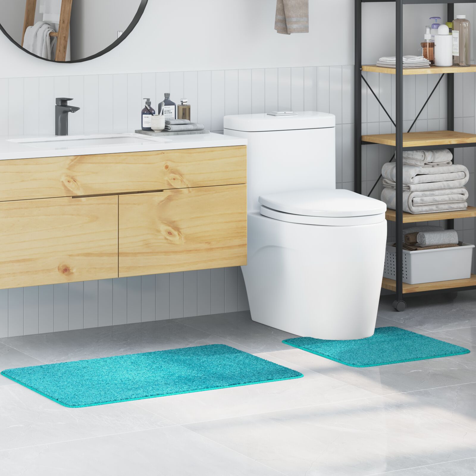 Lot de 2 tapis de bain antidérapants en polypropylène turquoise V9844 Vetonek