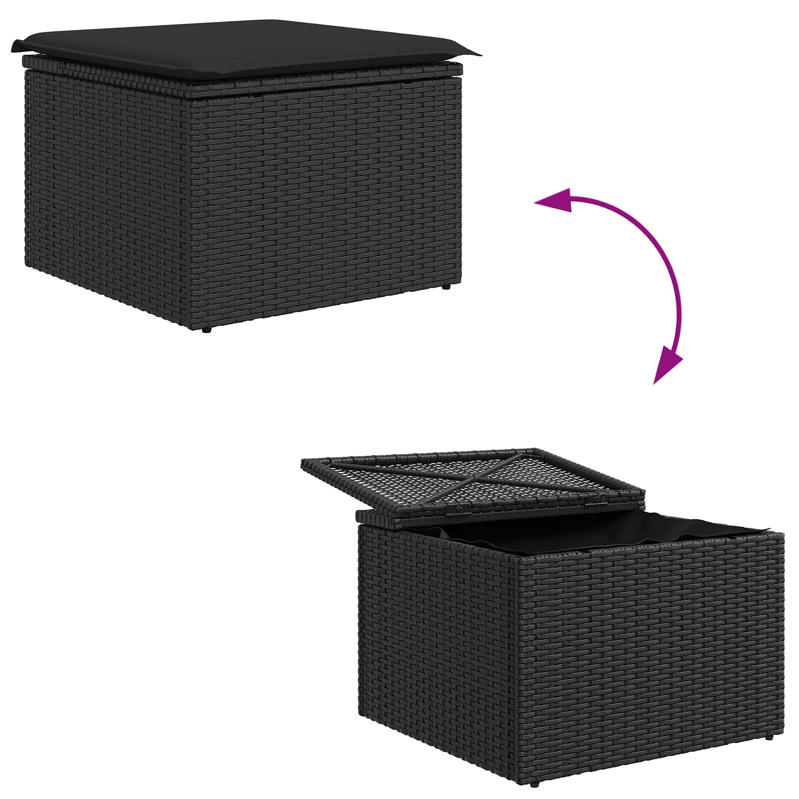 6 Piece Garden Dining Set with Black Polyester Rattan Cushions V7731 Vetonek