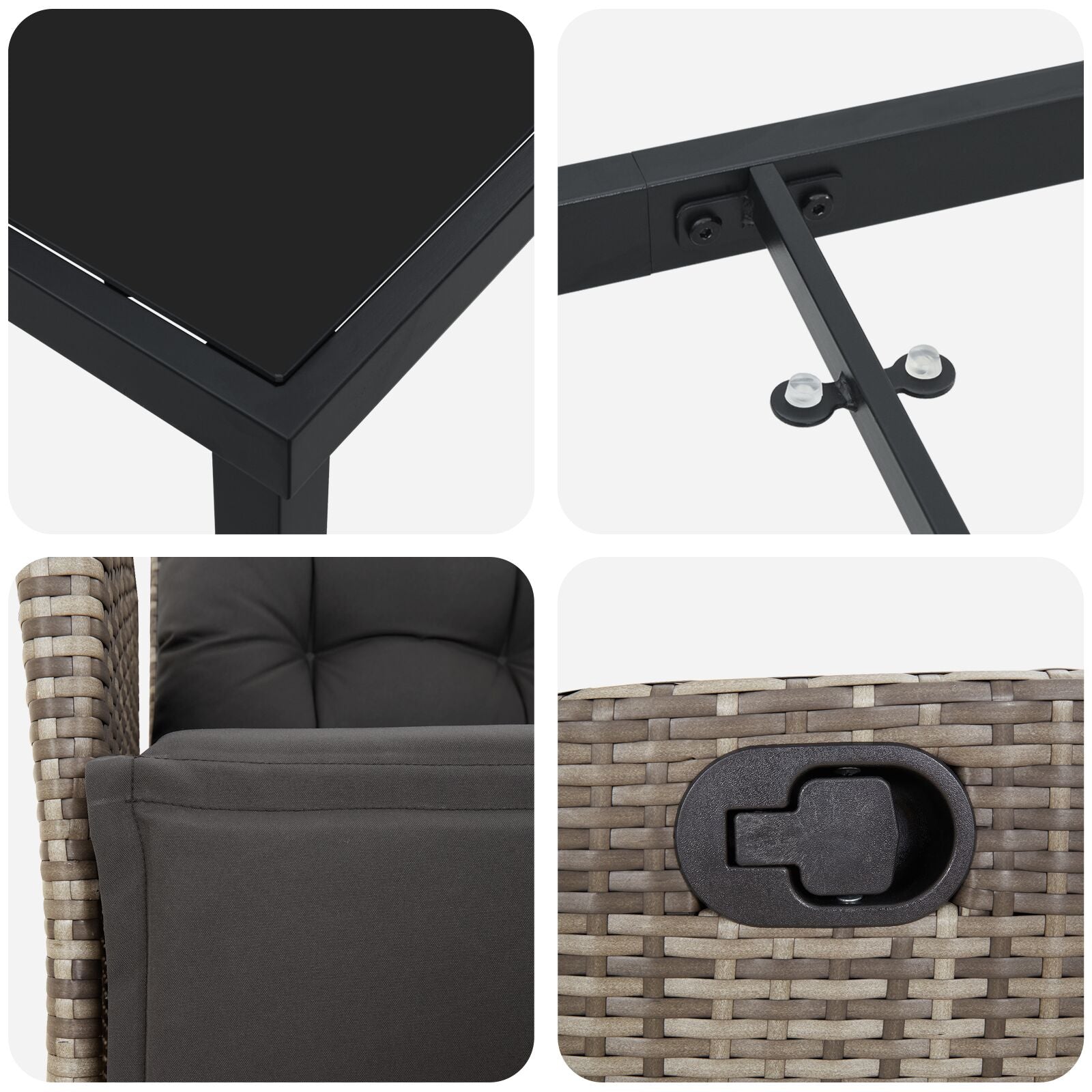 Conjunto de comedor de jardín de 3 piezas  Ratán Polipropileno Gris V4670 Vetonek