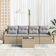 Juego de Comedor de Jardín de 5 Piezas con Cojines Beige de Ratán Poliéster V5300 Vetonek