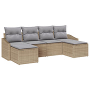 6 Piece Garden Dining Set with Cushions Beige Polyester Rattan V7700 Vetonek