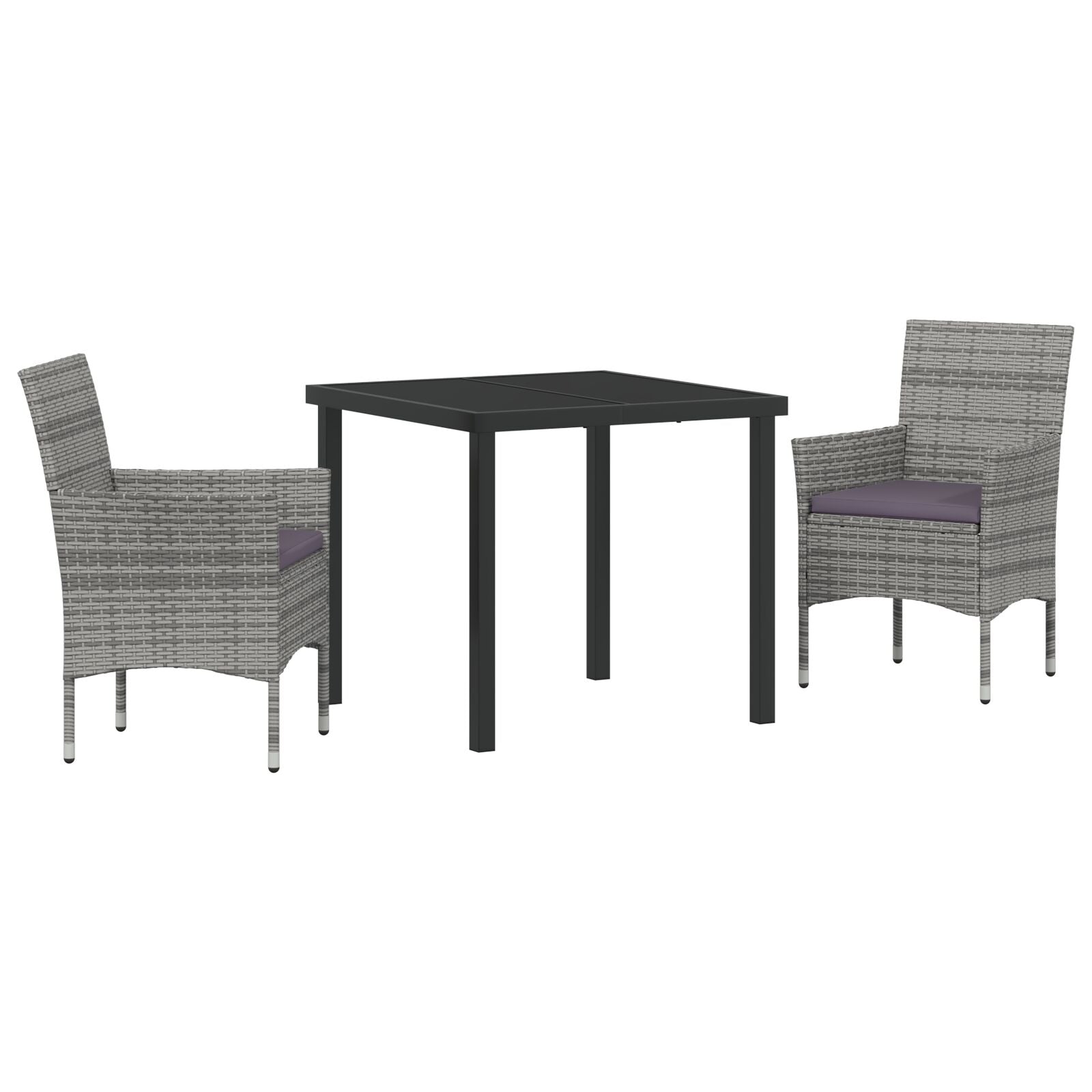 Conjunto de Comedor de Jardín de 3 Piezas Gris Ratán PE V6507 Vetonek