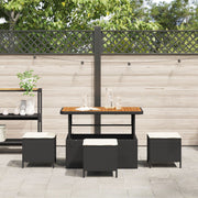 4-Piece Garden Dining Set with Black Polyrattan and Acacia Cushions V0247 Vetonek