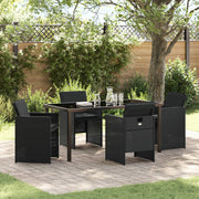 Conjunto de comedor de jardín de 5 piezas con cojines Ratán negro V8662 Vetonek