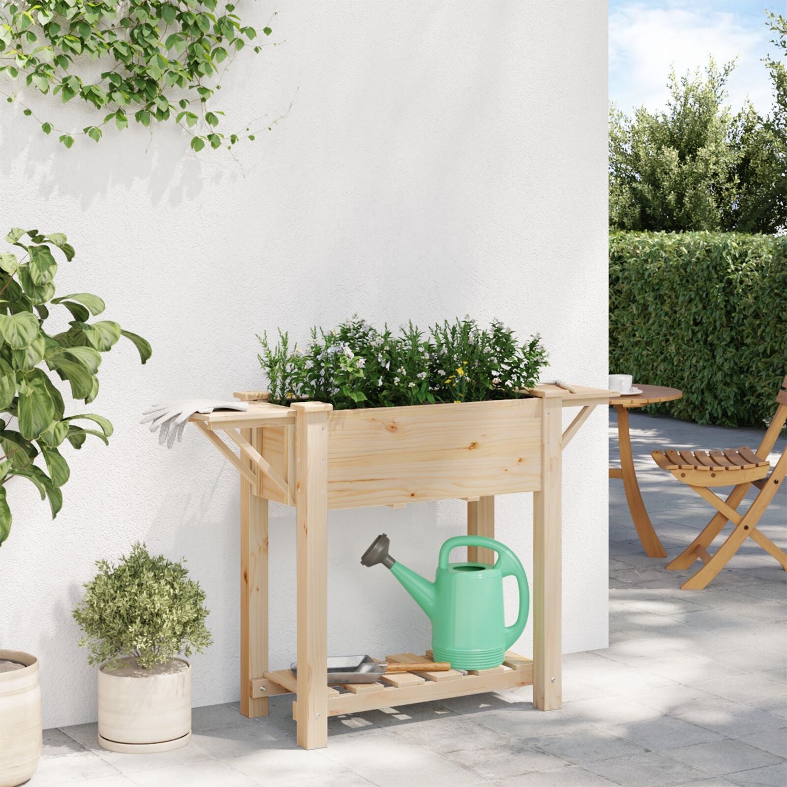 Jardinería con estanterías 111x37x76 cm de madera maciza de pino V0623 Vetonek