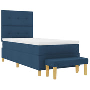 Box Spring bed with mattress and blue bench 90x190 cm fabric V3148 Vetonek