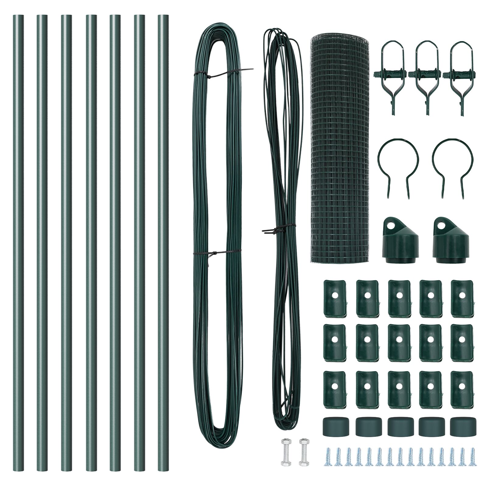 Juego de Postes de Cerca Set de 2 Verde Metal 10 x 0.5 m V8419 Vetonek