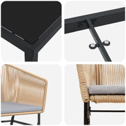 Set de Comedor de Jardín de 7 Piezas  con Cojines Marrón Ratán Polimérico V8500 Vetonek