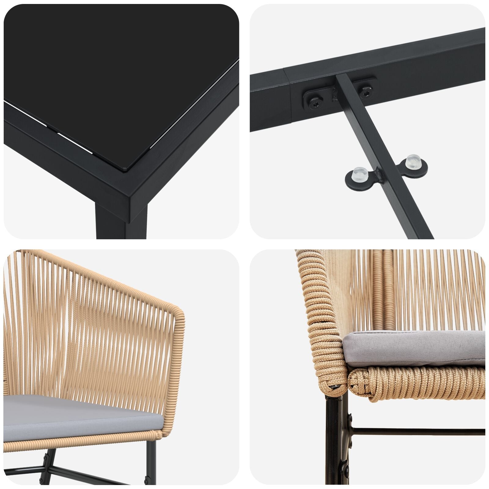 Set de Comedor de Jardín de 7 Piezas  con Cojines Marrón Ratán Polimérico V8500 Vetonek