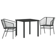 Juego de Comedor de Jardín  de 3 piezas Negro Poliratán V8104 Vetonek