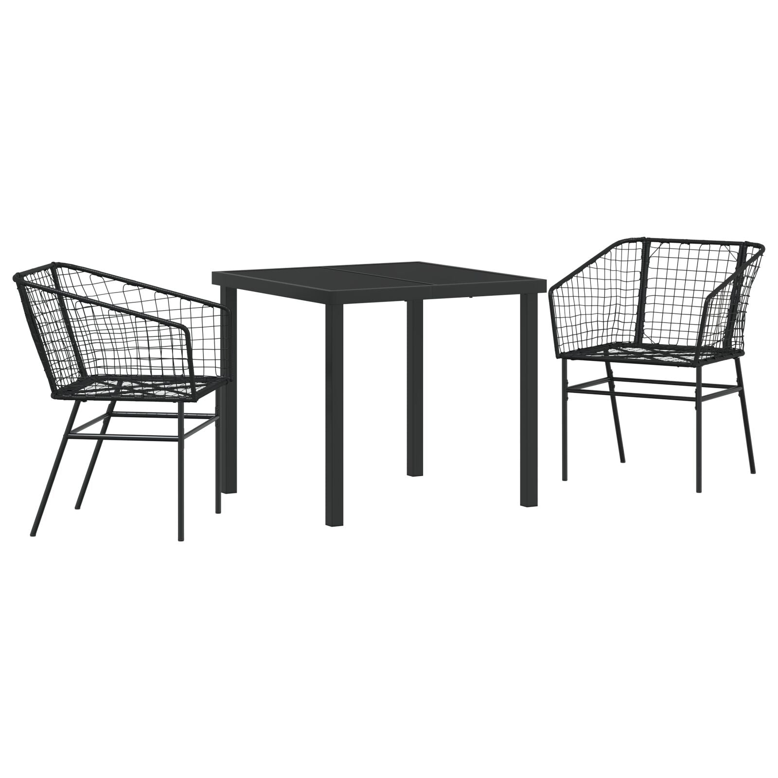 Juego de Comedor de Jardín  de 3 piezas Negro Poliratán V8104 Vetonek