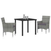 Conjunto de Comedor de Jardín de 3 Piezas Gris Ratán PE V6507 Vetonek