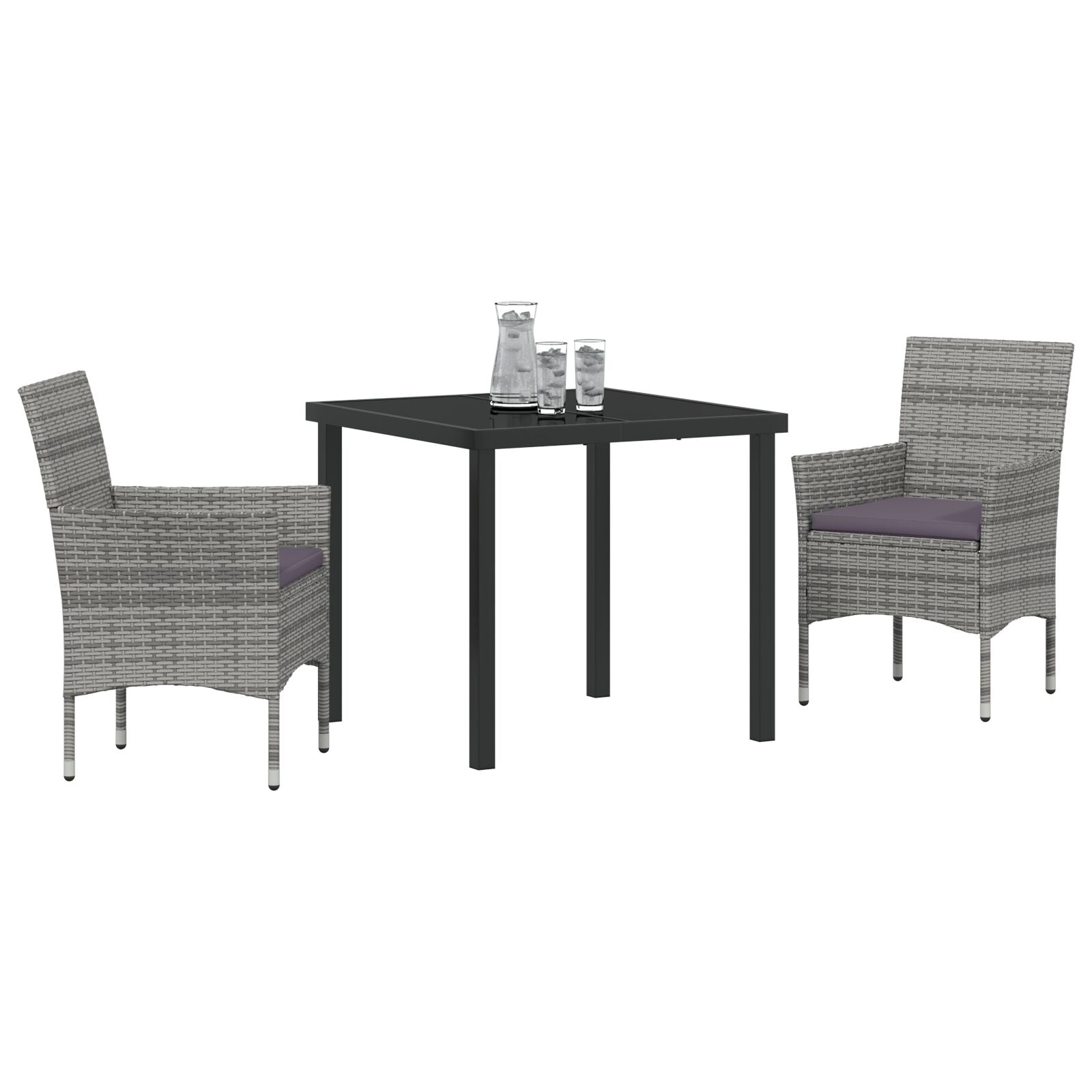 Conjunto de Comedor de Jardín de 3 Piezas Gris Ratán PE V6507 Vetonek