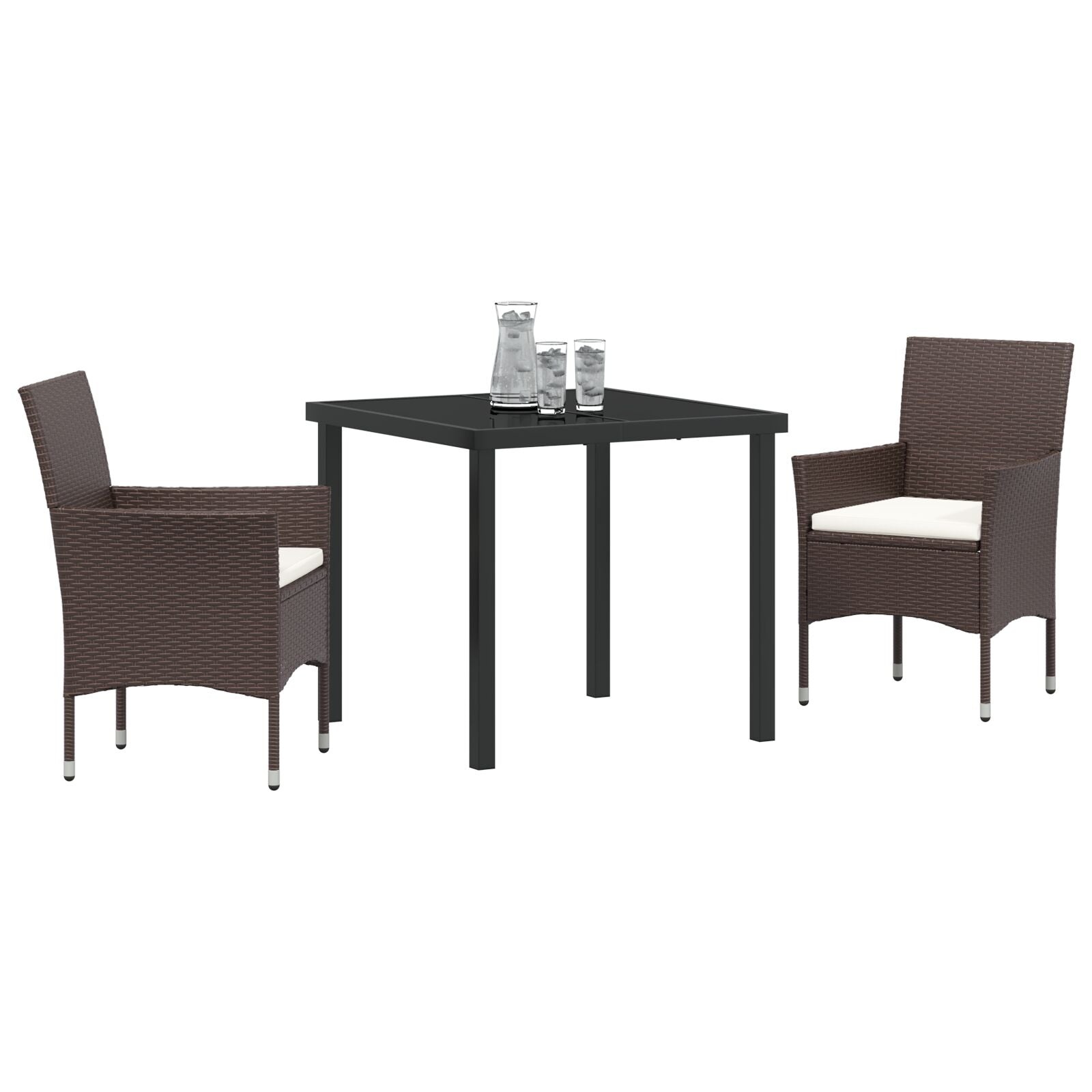 Conjunto de Comedor de Jardín de 3 Piezas Marrón Poliratán V6644 Vetonek