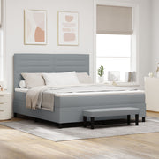 Spring bed with mattress and light gray bench 180x200 cm fabric V0567 Vetonek