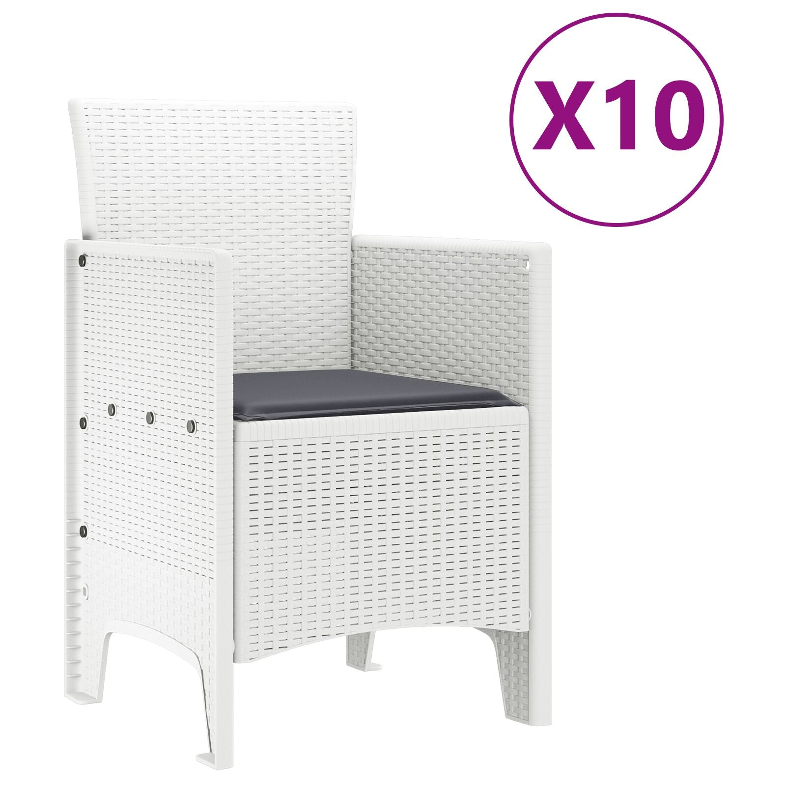 Conjunto de Comedor de Jardín  de 11 Piezas con Cojines Blanco Poliratán V5571 Vetonek