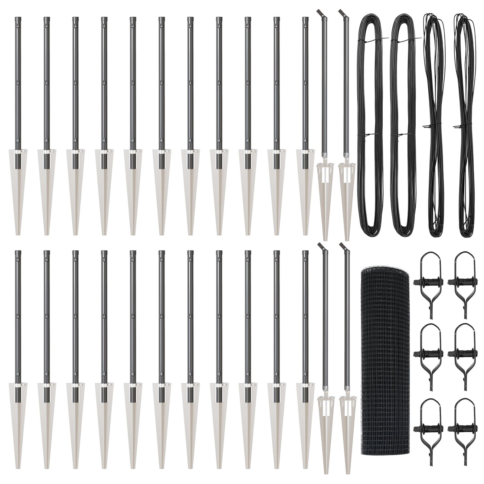 Cerca de Malla Soldada de  con 13 Postes de Espiga Gris 0.5x50 m Acero V3857 Vetonek