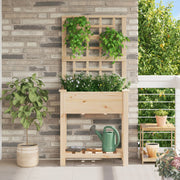 Jardín de Macetero con Enrejado y Estante 71x37x152 cm Madera Maciza de Abeto V0586 Vetonek