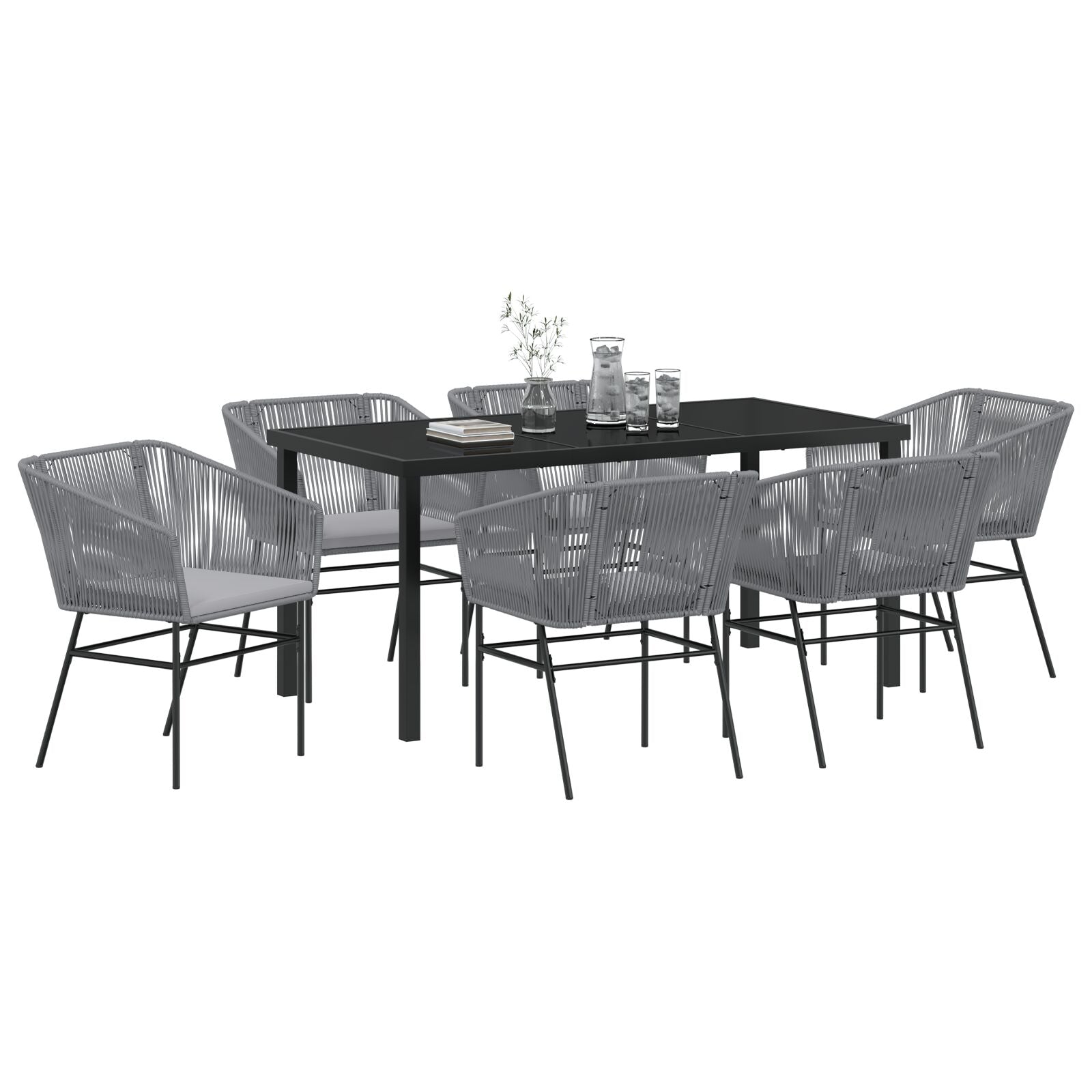Set de Comedor de Jardín  de 2 Piezas con Cojines Gris Poliratán V8562 Vetonek