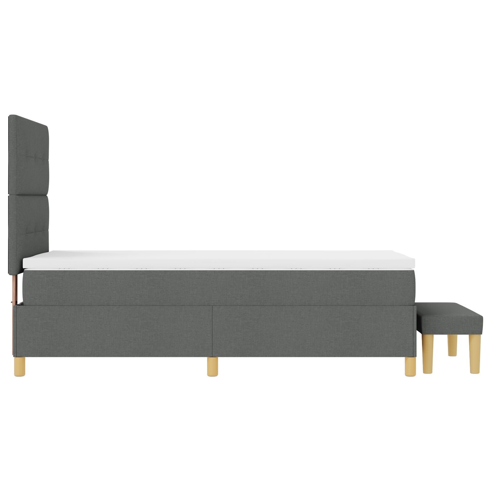 Bed with slatted base and mattress and dark gray bench 90x190 cm in fabric V3094 Vetonek