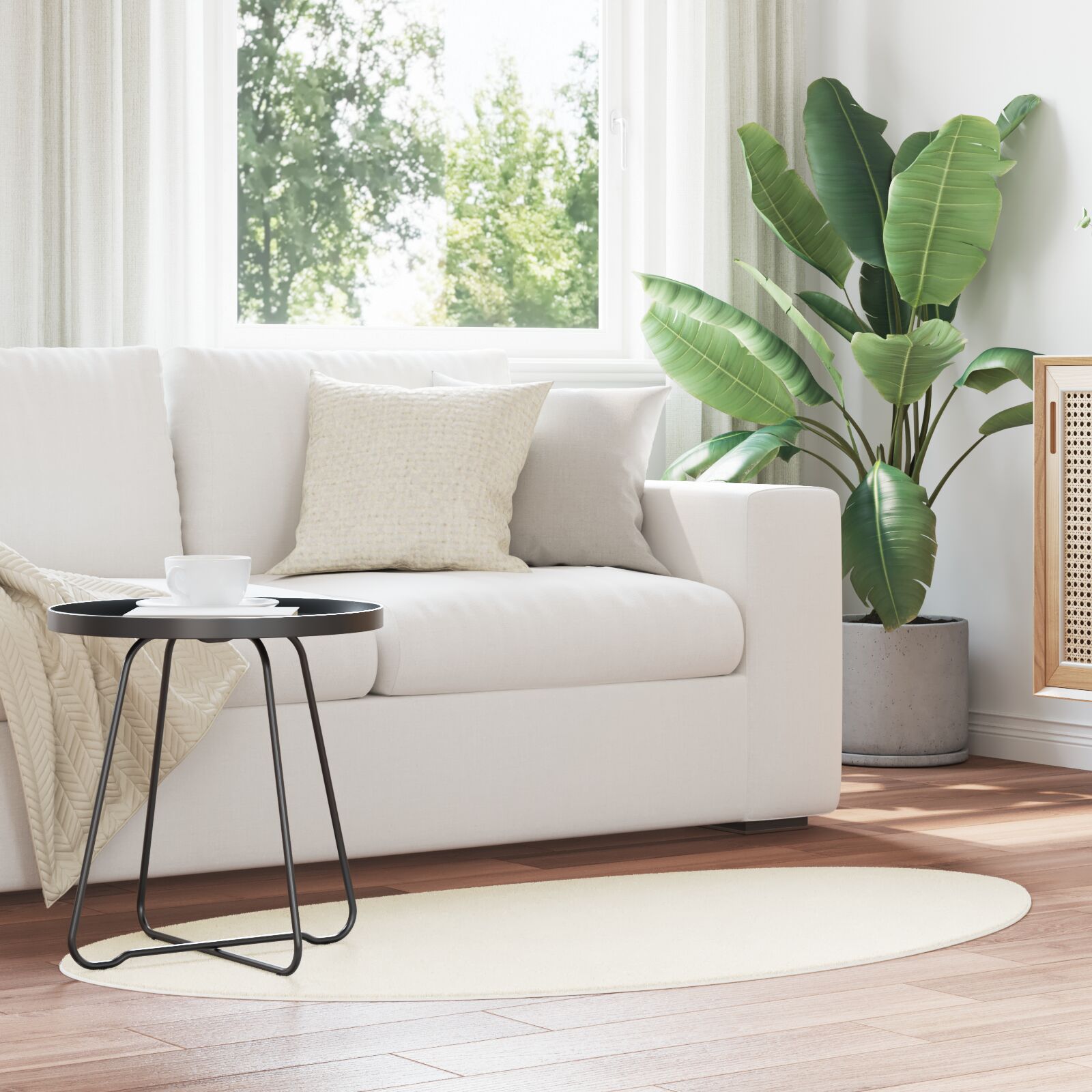 Alfombra  'HUARTE' de Pile Corto Suave y Lavable Crema 160 x 230 cm V5365 Vetonek