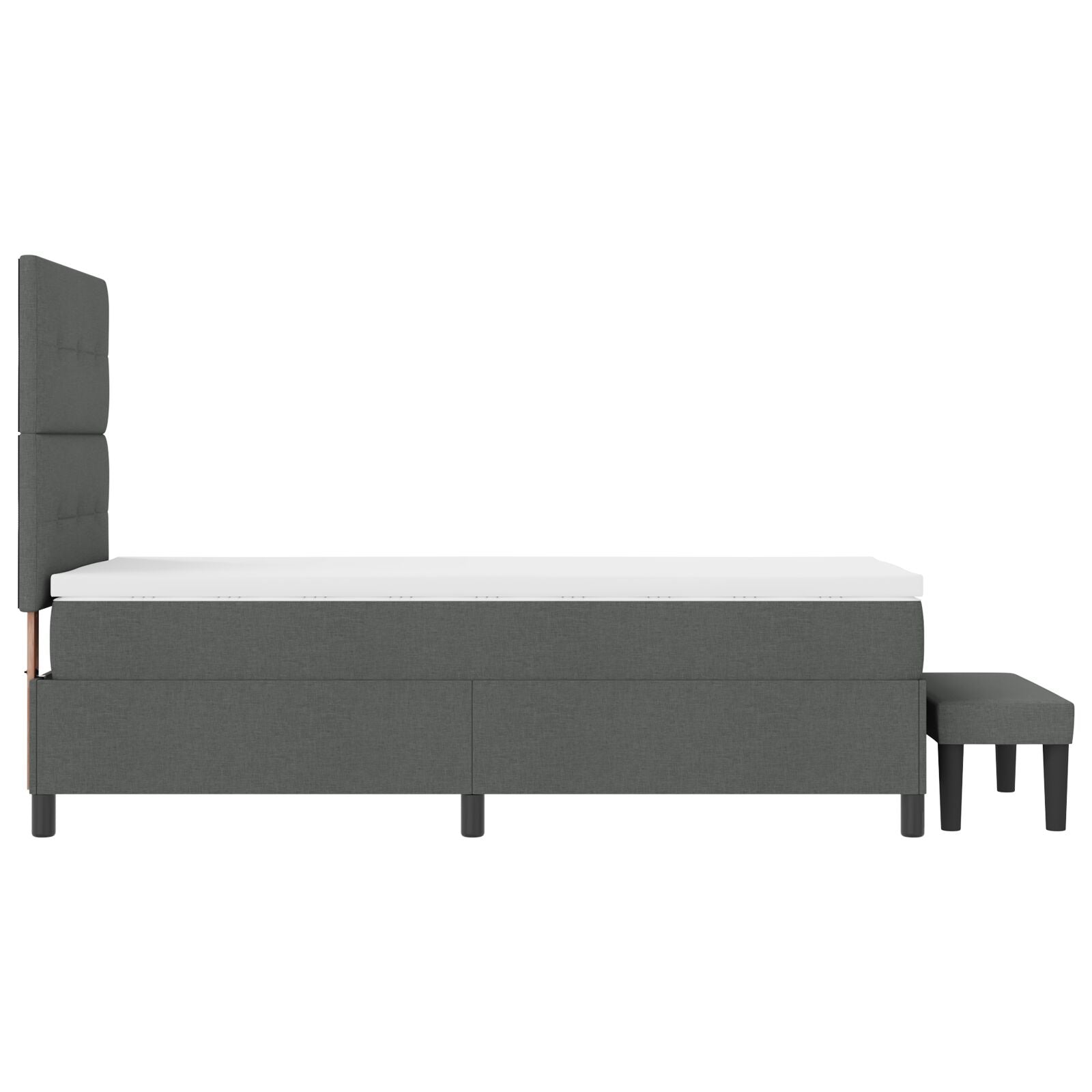 Cama con Base  con Colchón y Banco Gris Oscuro 90x190 cm Tela V0789 Vetonek