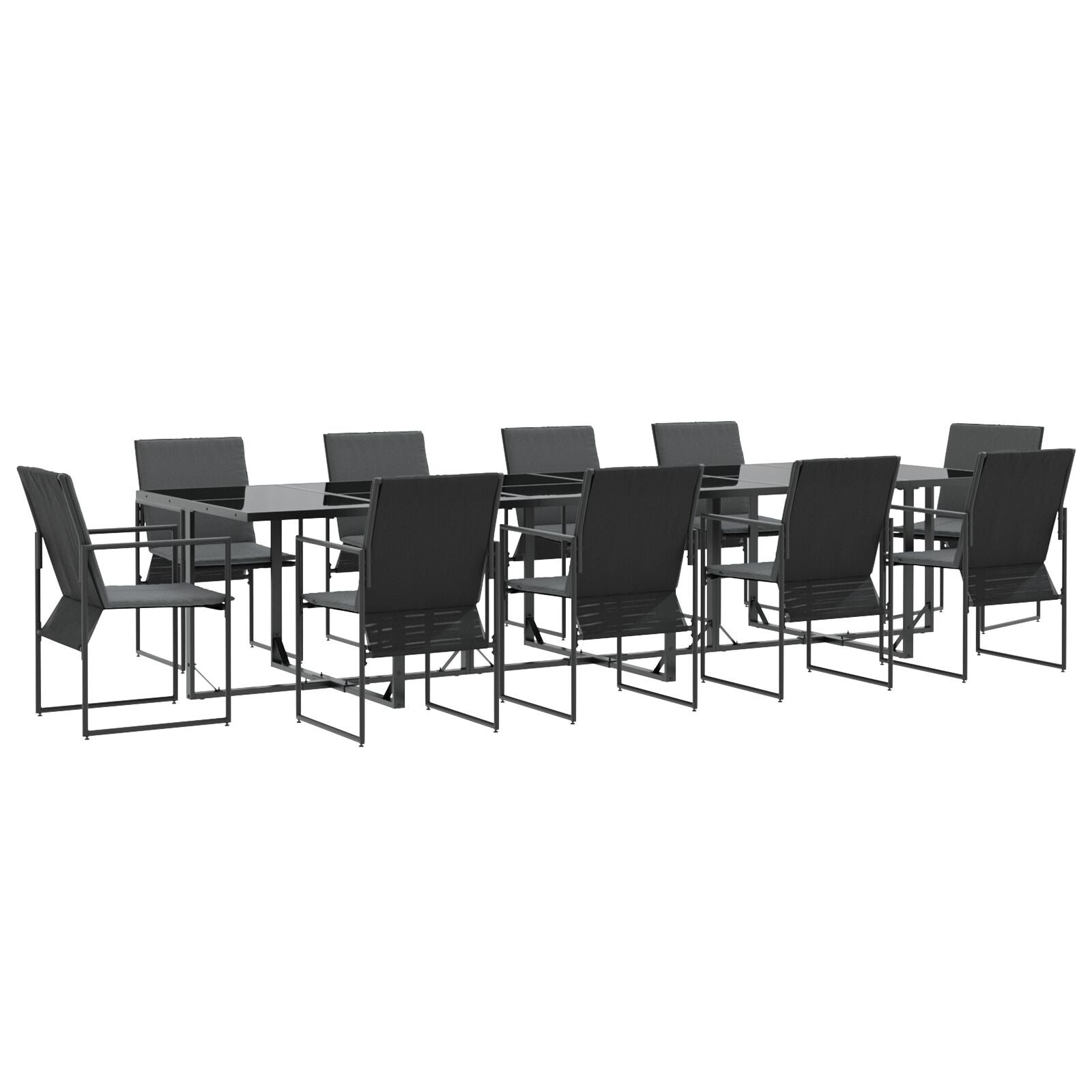 Set da pranzo da giardino 13 pezzi con cuscini in acciaio e Textilene V1552 Vetonek