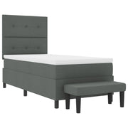 Cama con Base  con Colchón y Banco Gris Oscuro 90x190 cm Tela V0789 Vetonek