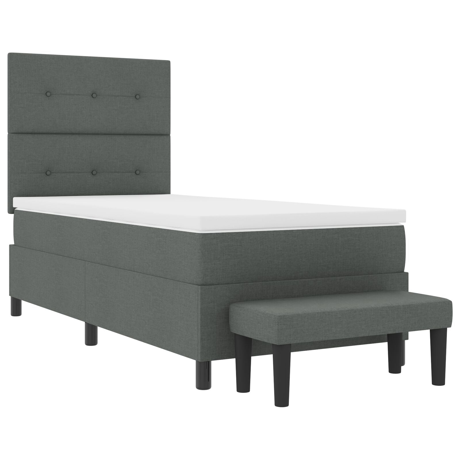 Cama con Base  con Colchón y Banco Gris Oscuro 90x190 cm Tela V0789 Vetonek