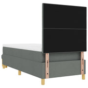 Bed with slatted base and mattress and dark gray bench 90x190 cm in fabric V3094 Vetonek