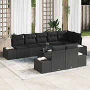 Conjunto de Sofá de Jardín Set de 9 Negro V7091 Vetonek