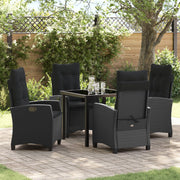 Conjunto de Comedor de Jardín de 5 Piezas con Cojines Poliratán Negro V2935 Vetonek