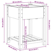 jardinera con estante 60x60x76 cm de madera maciza de abeto V0654 Vetonek
