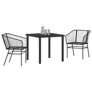 Juego de Comedor de Jardín  de 3 piezas Negro Poliratán V8104 Vetonek
