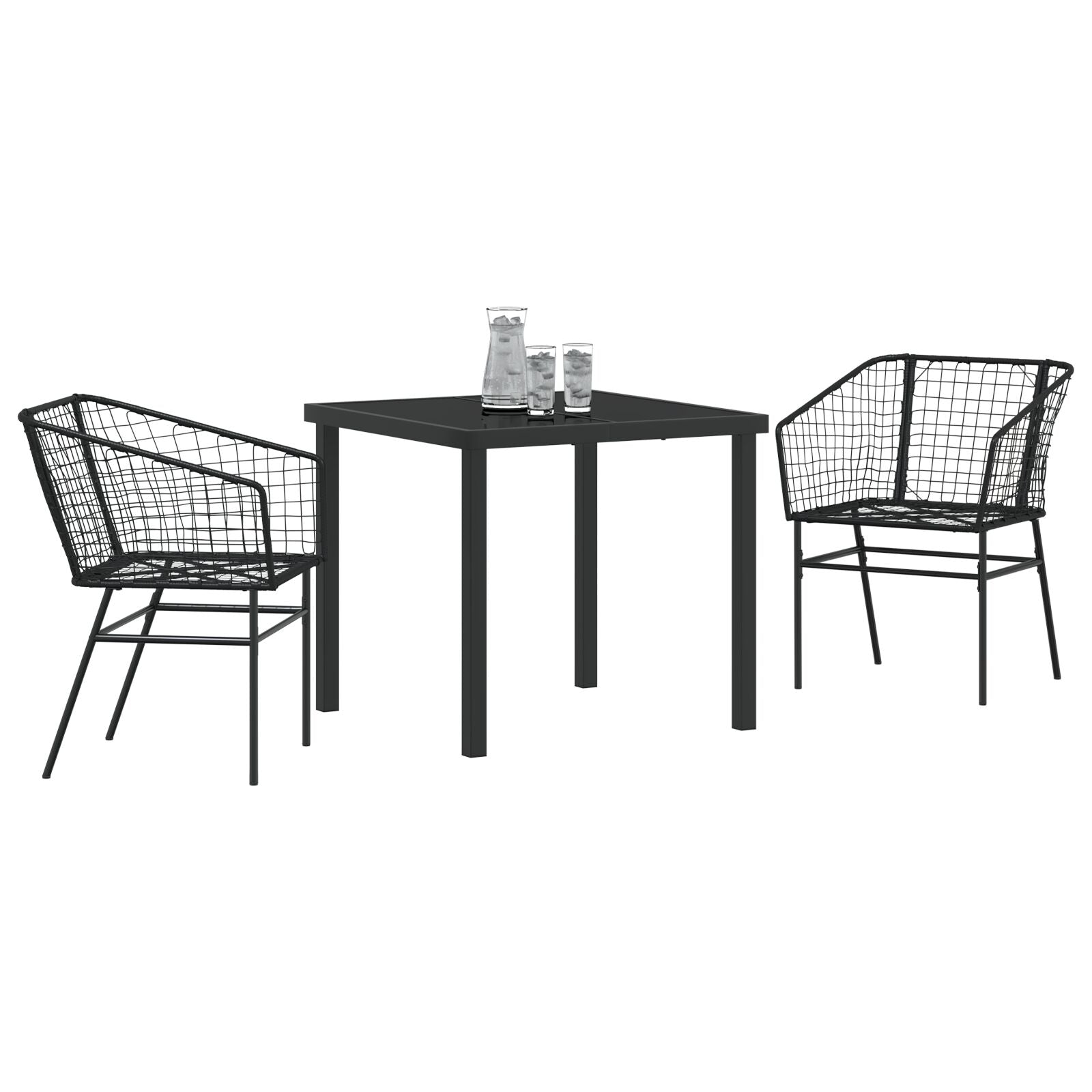 Juego de Comedor de Jardín  de 3 piezas Negro Poliratán V8104 Vetonek