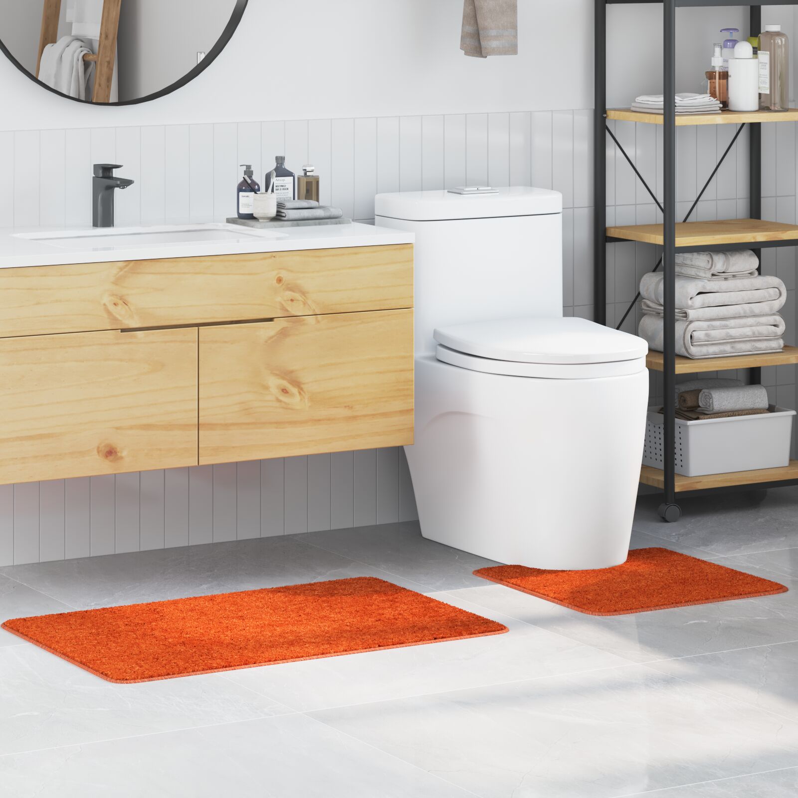 Ensemble de tapis de salle de bain 2 pièces en polypropylène orange antidérapant V9851 Vetonek