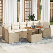 8-Piece Garden Dining Set with Beige Acacia Polyester Rattan Cushions V9191 Vetonek