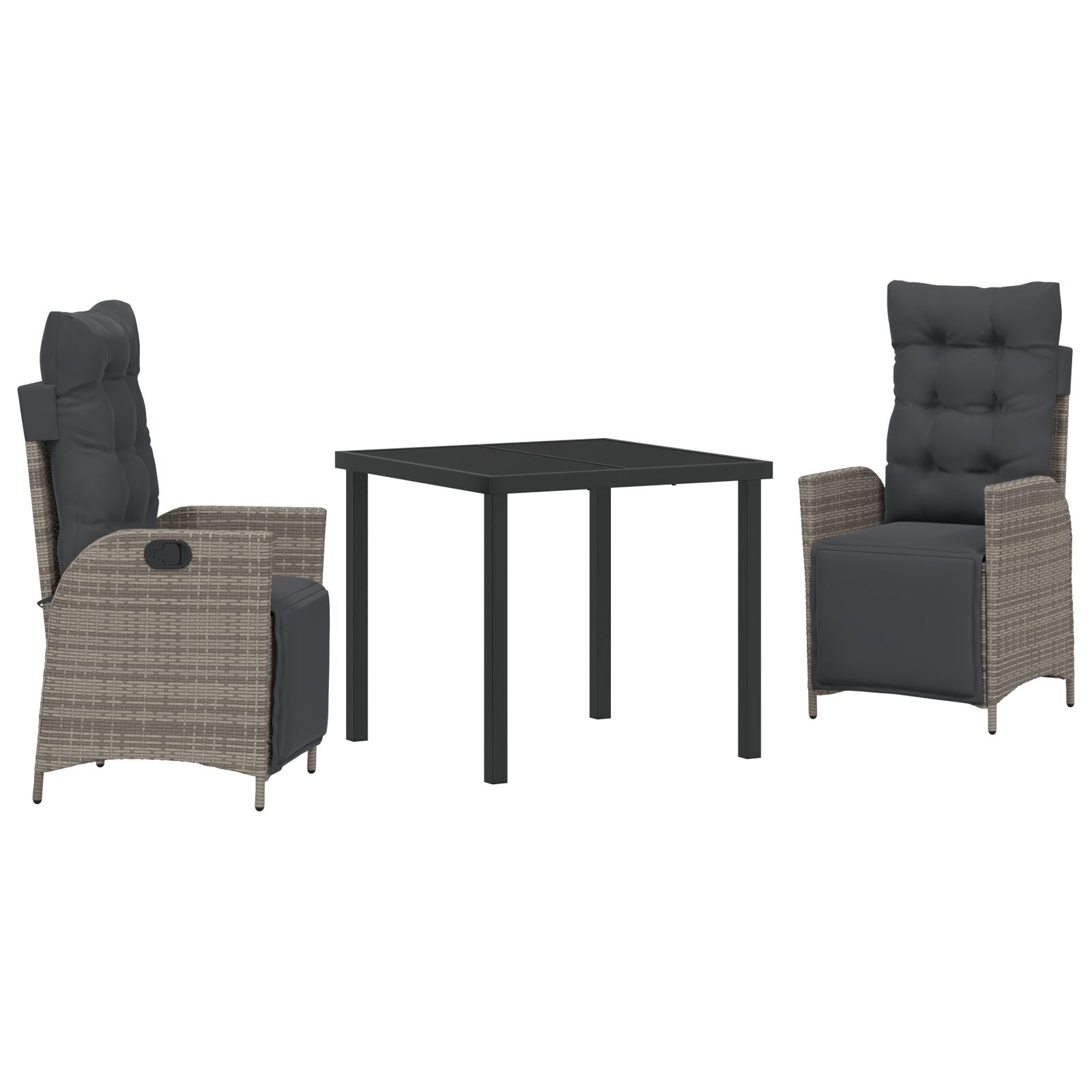 Conjunto de comedor de jardín de 3 piezas  Ratán Polipropileno Gris V4670 Vetonek