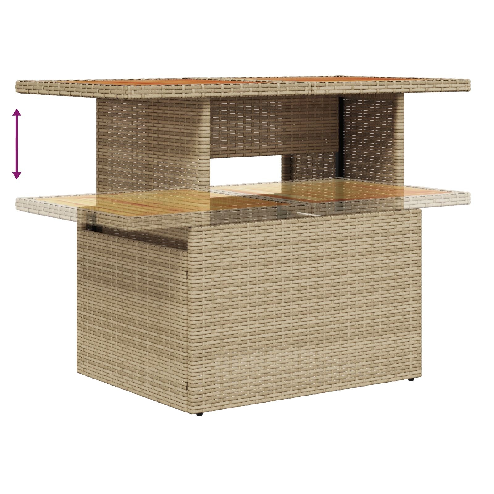 Conjunto de 7 Piezas para Comedor de Jardín con Cojines Beige de Rattan Sintético y Acacia V9757 Vetonek