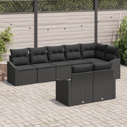 8 Piece Garden Dining Set with Black Rattan Cushions V7137 Vetonek
