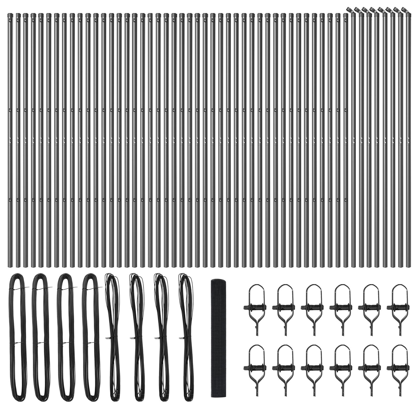 Clôture en fil soudé avec 13 poteaux gris 1x100 m acier V0726 Vetonek