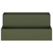 Macetero de jardín  de 2 niveles 100x60x45 cm Verde oliva Acero V9609 Vetonek