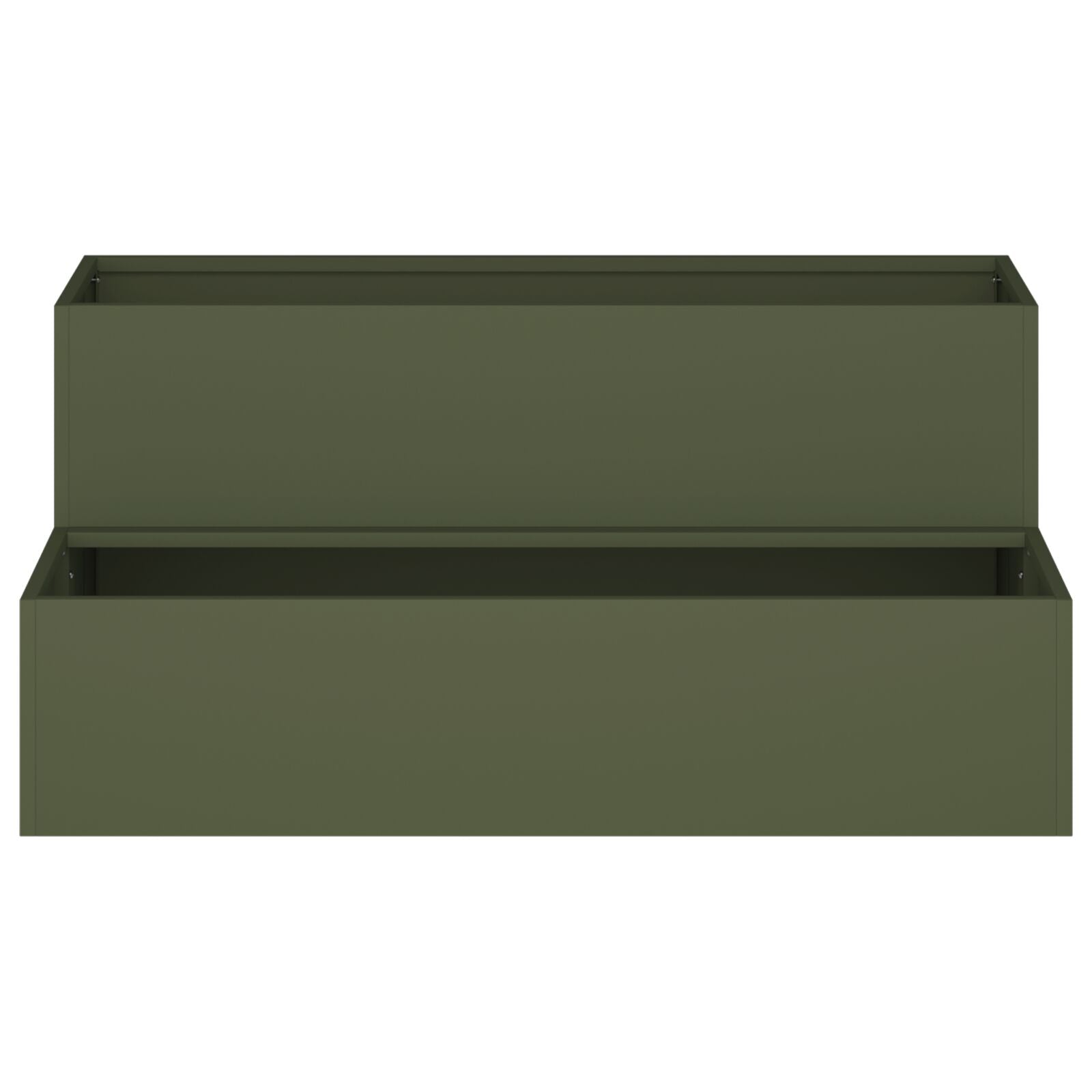 Macetero de jardín  de 2 niveles 100x60x45 cm Verde oliva Acero V9609 Vetonek