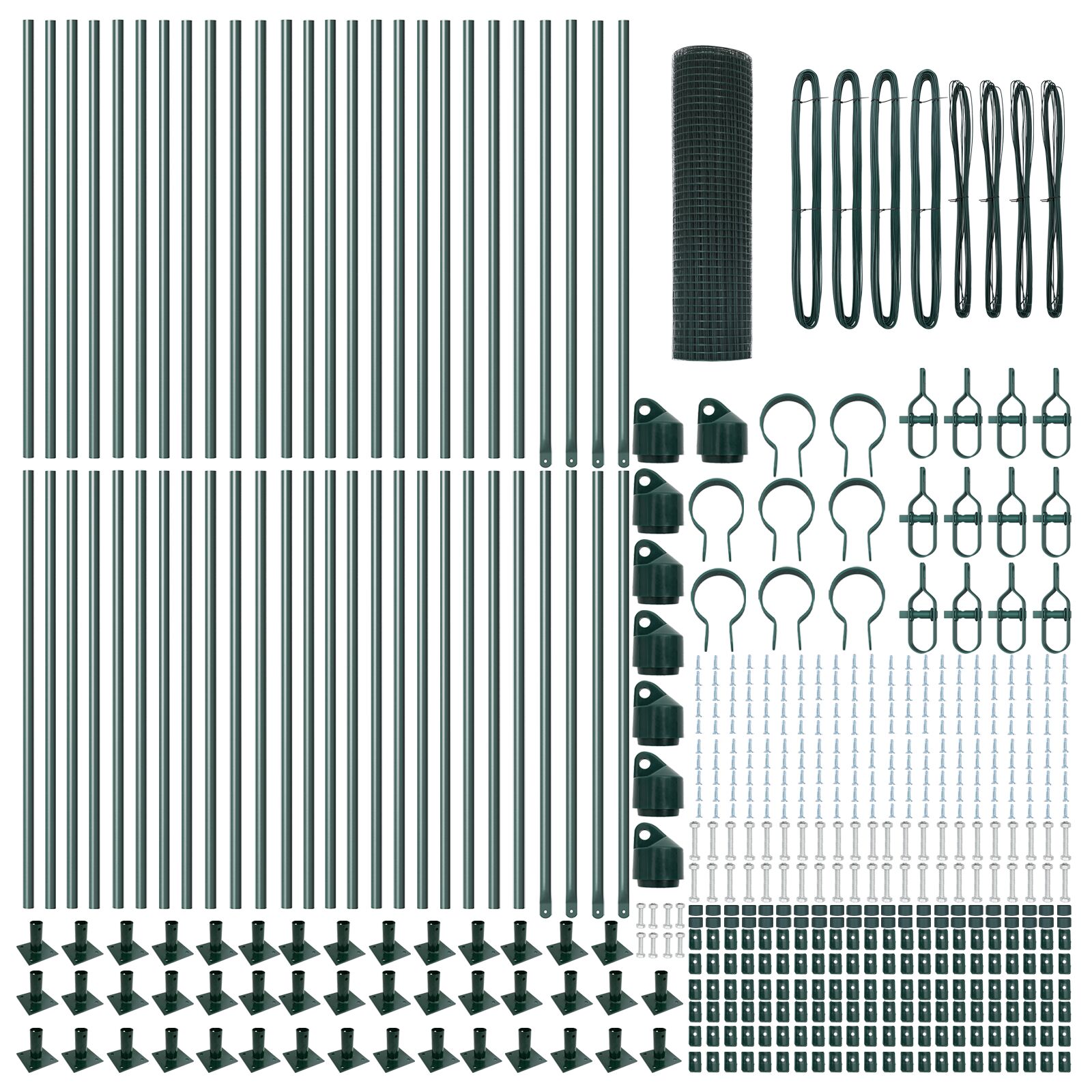 Clôture en fil soudé avec 13 poteaux à brides vert 1x100 m acier V6643 Vetonek