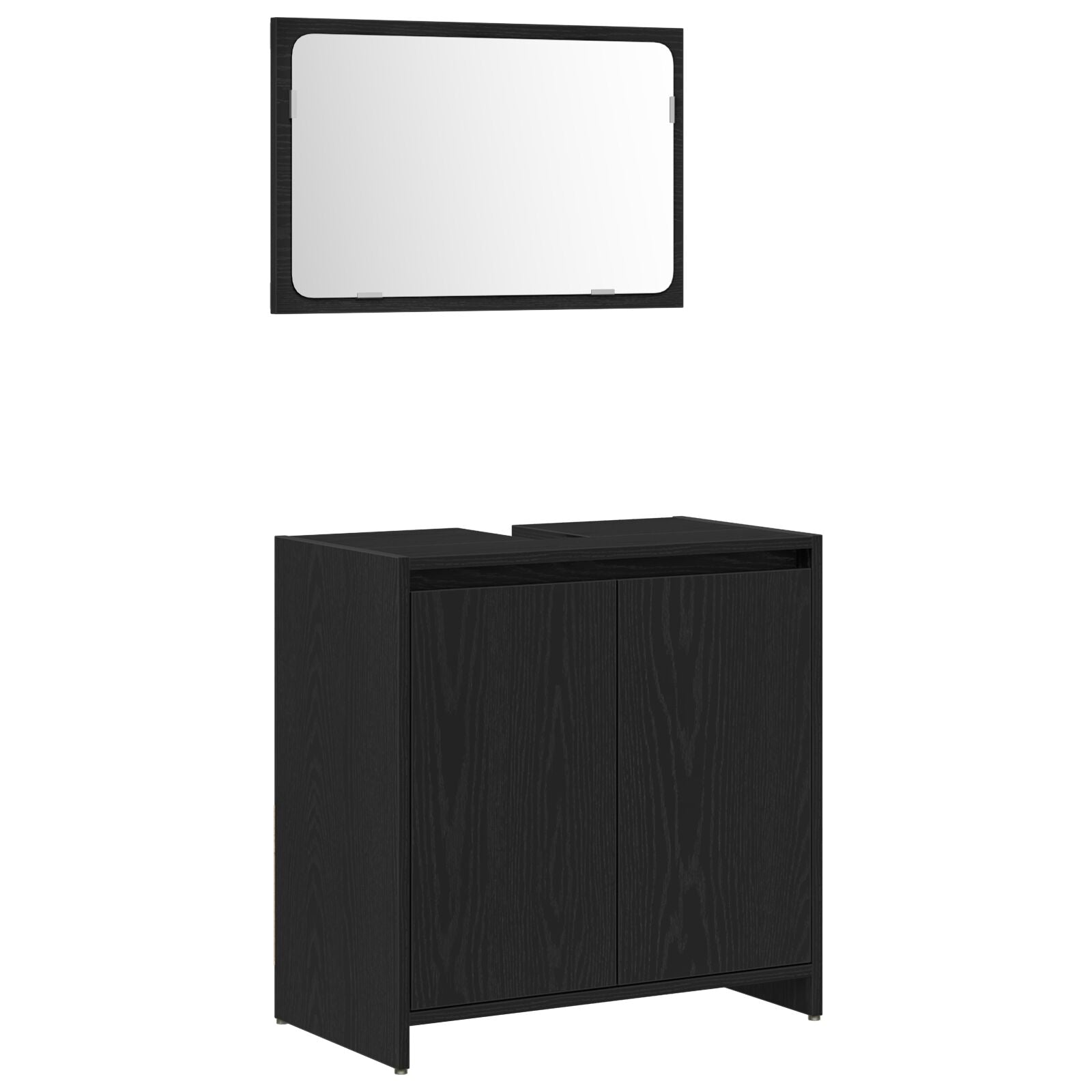Armario de baño con espejo de madera de roble negro 60x33x61 cm de madera de ingeniería V9107 Vetonek