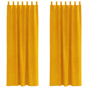 Blackout curtains with hanging loops 2 pcs Mustard Yellow Velvet V3730 Vetonek