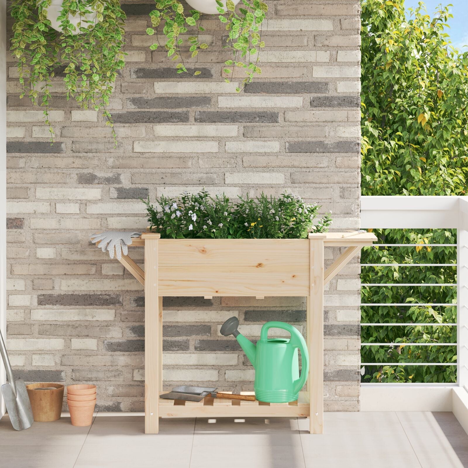 Jardinería con estanterías 111x37x76 cm de madera maciza de pino V0623 Vetonek