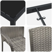 Conjunto de Comedor de Jardín de 3 Piezas en Gris de Poliratán V3285 Vetonek