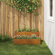 Macetero  de 2 Niveles 100x60x45 cm Acero Envejecido V9630 Vetonek